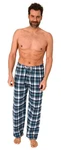 Normann Pyjama Herren Flanell Schlafanzug Hose Hellblau/Blau