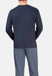 Hajo Schlafanzug Pyjama (2 tlg) Premium Cotton Dunkelblau/Blau
