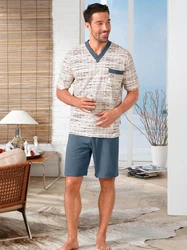 gtin Schlafanzug Shorty Beige/Mischfarben/Creme/Blau/Grau