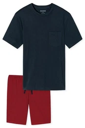 Shorty Herren Kurz-Pyjama (2 tlg) Schlafanzug Set aus reiner Baumwolle