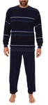 Normann Pyjama Herren Frottee Schlafanzug Dunkelblau/Blau