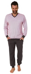 Normann Pyjama Herren langarm Schlafanzug Rosa/Lila