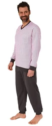 Normann Pyjama Herren langarm Schlafanzug Rosa/Lila