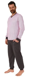 Normann Pyjama Herren langarm Schlafanzug Rosa/Lila