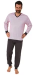Normann Pyjama Herren langarm Schlafanzug Rosa/Lila