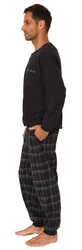 Normann Pyjama Herren Schlafanzug mit Bündchen und Hose Schwarz