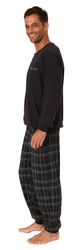 Normann Pyjama Herren Schlafanzug mit Bündchen und Hose Schwarz