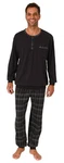 Normann Pyjama Herren Schlafanzug mit Bündchen und Hose Schwarz