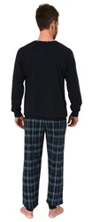 Normann Pyjama Herren Schlafanzug mit Bündchen und Hose Dunkelblau/Blau/Lila/Hellblau