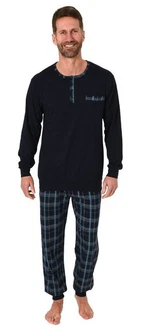 Normann Pyjama Herren Schlafanzug mit Bündchen und Hose Dunkelblau/Blau/Lila/Hellblau Normann Pyjama Herren Schlafanzug mit Bündchen und Hose Dunkelblau/Blau/Lila/Hellblau