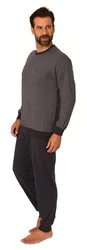 Normann Pyjama Herren Langarm Schlafanzug Dunkelgrau/Grau/Dunkelblau/Schwarz