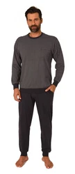 Normann Pyjama Herren Langarm Schlafanzug Dunkelgrau/Grau/Dunkelblau/Schwarz