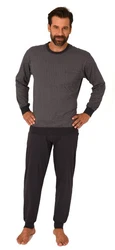 Normann Pyjama Herren Langarm Schlafanzug Dunkelgrau/Grau/Dunkelblau/Schwarz
