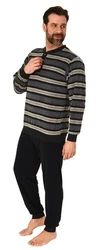 Normann Pyjama Frottee Schlafanzug langarm mit Bündchen Khaki/Beige/Grün/Schwarz/Rot/Rosa