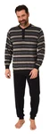 Normann Pyjama Frottee Schlafanzug langarm mit Bündchen Khaki/Beige/Grün/Schwarz/Rot/Rosa