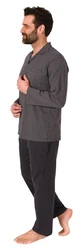 Normann Pyjama Herren Langarm zum Durchknöpfen Dunkelgrau/Khaki/Hellgrau/Grau