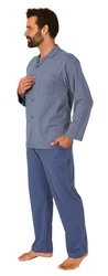 Normann Pyjama Herren Langarm zum Durchknöpfen Grau/Blau/Dunkelblau/Hellblau