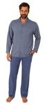 Normann Pyjama Herren Langarm zum Durchknöpfen Grau/Blau/Dunkelblau/Hellblau