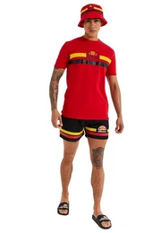 Badeshorts Badehose Herren TELLO SWIM SHORT Black Red Schwarz