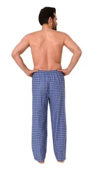 Trend by Normann Pyjama Herren Flanell Schlafanzug Hose Blau/Hellblau