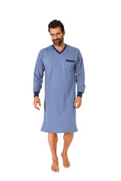 Pyjama Herren Nachthemd langarm mit Bndchen - 67393