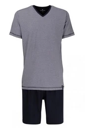 Pyjama Stripe Herren Shorty kurzer Schlafanzug Garnringel aus reiner Baumwolle