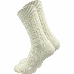 Trachtensocken fr Herren mit urigem Zopfmuster in grau & natur mit Komfortbund (1 Paar) Ideale Ergnzung fr Ihre Lederhose auf dem Oktoberfest oder Wasen