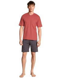 Pyjama Herren Kurzpyjama rot 41682 (1 Stck) aus reiner Baumwolle
