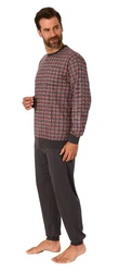Normann Pyjama Herren Schlafanzug mit Bündchen Karo Optik Dunkelrot/Rot/Bordeaux/Braun