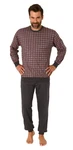 Normann Pyjama Herren Schlafanzug mit Bündchen Karo Optik Dunkelrot/Rot/Bordeaux/Braun