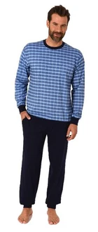 Normann Pyjama Herren Schlafanzug mit Bündchen Karo Optik Normann Pyjama Herren Schlafanzug mit Bündchen Karo Optik