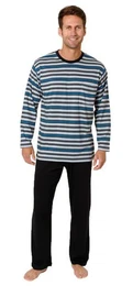 Pyjama Herren langarm Schlafanzug in Streifenoptik - 122 745