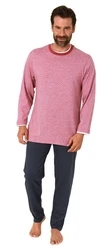Normann Pyjama Herren langarm Schlafanzug Rosa/Rot/Dunkelrot