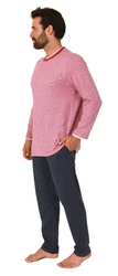 Normann Pyjama Herren langarm Schlafanzug Rosa/Rot/Dunkelrot
