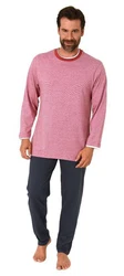 Normann Pyjama Herren langarm Schlafanzug Rosa/Rot/Dunkelrot