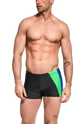 Aquarti Badehose Kurz mit Seitlichem Streifen Mischfarben/Grün/Blau/Schwarz