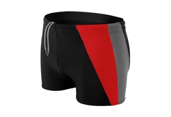 Aquarti Badehose Kurz mit Seitlichem Streifen Rot/Schwarz/Dunkelrot
