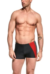 Aquarti Badehose Kurz mit Seitlichem Streifen Rot/Schwarz/Dunkelrot