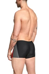 Aquarti Badehose Kurz mit Seitlichem Streifen Rot/Schwarz/Dunkelrot