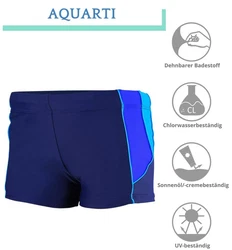 Aquarti Herren Badehose Kurz mit Kontrastpaspel Dunkelblau/Blau