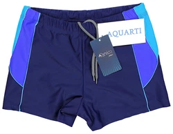 Aquarti Herren Badehose Kurz mit Kontrastpaspel Dunkelblau/Blau