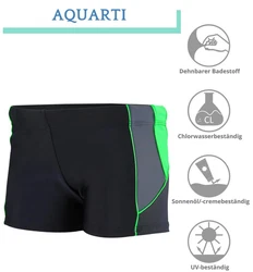 Aquarti Herren Badehose Kurz mit Kontrastpaspel Grün/Dunkelgrün