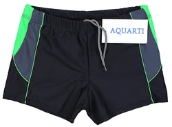 Aquarti Herren Badehose Kurz mit Kontrastpaspel Grün/Dunkelgrün