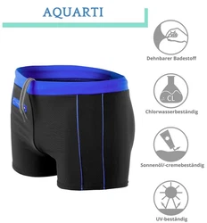Aquarti Herren Badehose Kurz mit Kontrastpaspel Blau/Schwarz/Lila/Dunkelblau