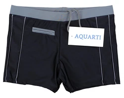 Aquarti Herren Badehose Kurz mit Kontrastpaspel Schwarz/Grau/Dunkelgrau