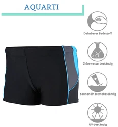 Aquarti Herren Badehose Kurz mit Kontrastpaspel Dunkelblau/Türkis/Schwarz/Blau
