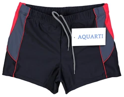 Aquarti Herren Badehose Kurz mit Kontrastpaspel Rot/Dunkelrot/Dunkelblau/Schwarz