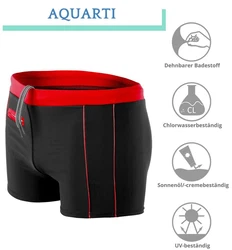 Aquarti Herren Badehose Kurz mit Kontrastpaspel Rot/Dunkelrot