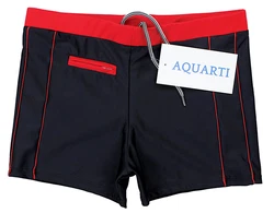 Aquarti Herren Badehose Kurz mit Kontrastpaspel Rot/Dunkelrot