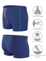 Aquarti Herren Badehose Kurz mit Kontrastpaspel Dunkelblau/Blau